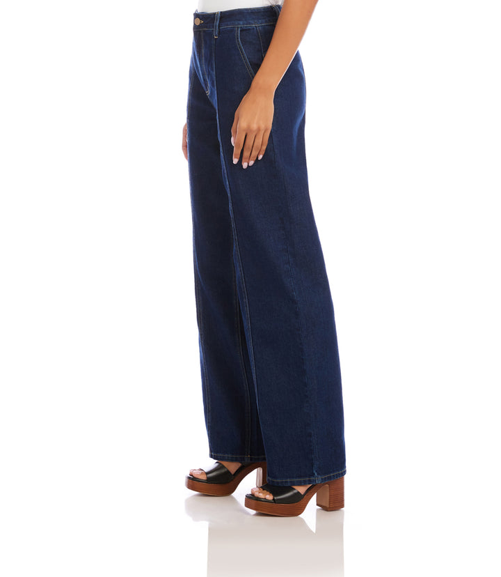 Seam Detail Wide-Leg Jeans