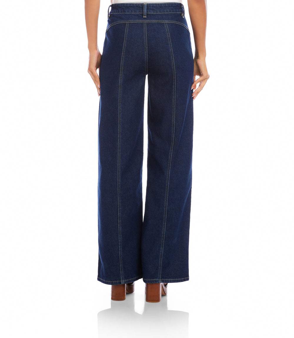 Seam Detail Wide-Leg Jeans - Modern High-Rise Denim裤 – Karen Kane
