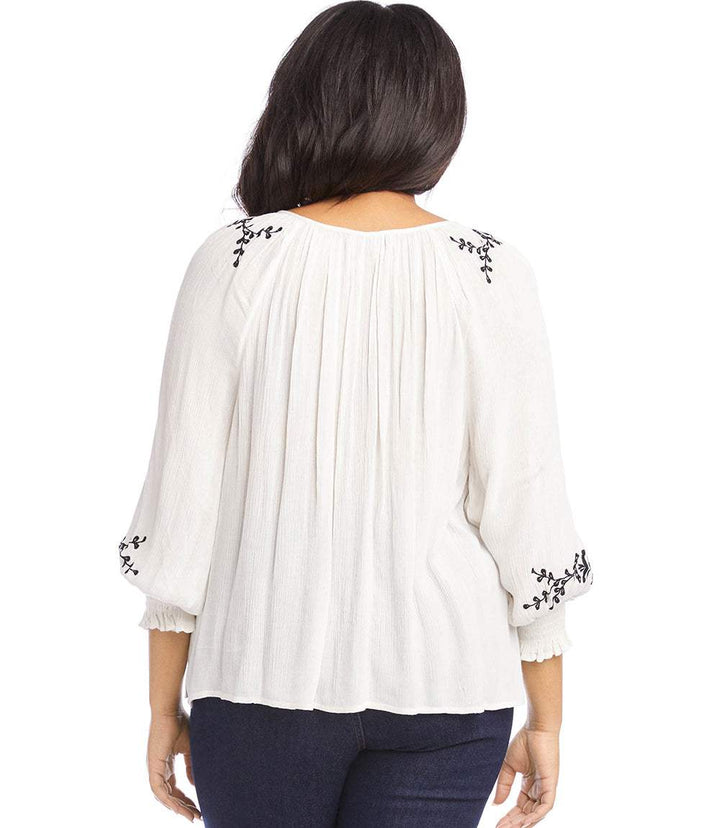 Plus Size Embroidered Peasant Top