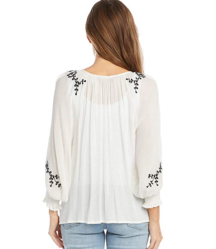 Embroidered Peasant Top