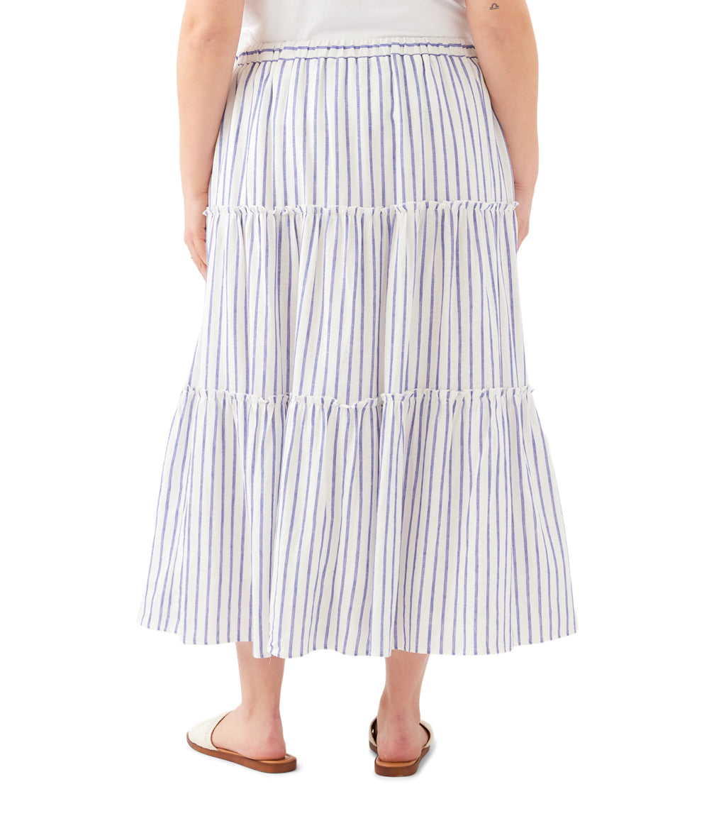 Plus Size Stripe Tiered Midi Skirt – Karen Kane
