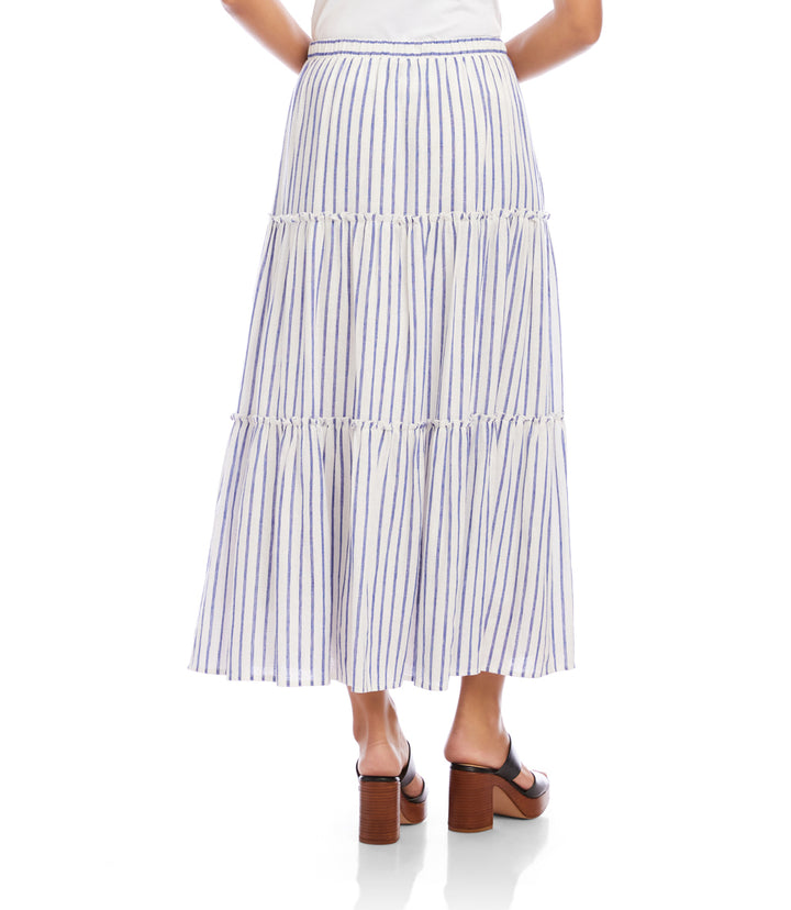 Stripe Tiered Midi Skirt