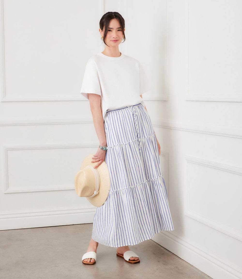 Stripe Tiered Midi Skirt – Karen Kane