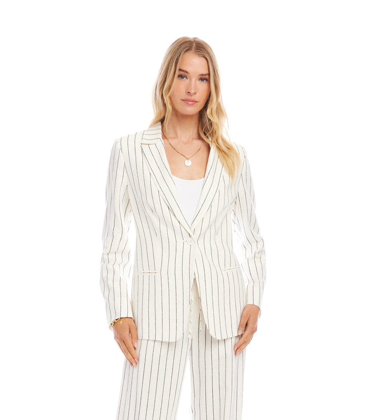 Linen Blend Stripe Blazer