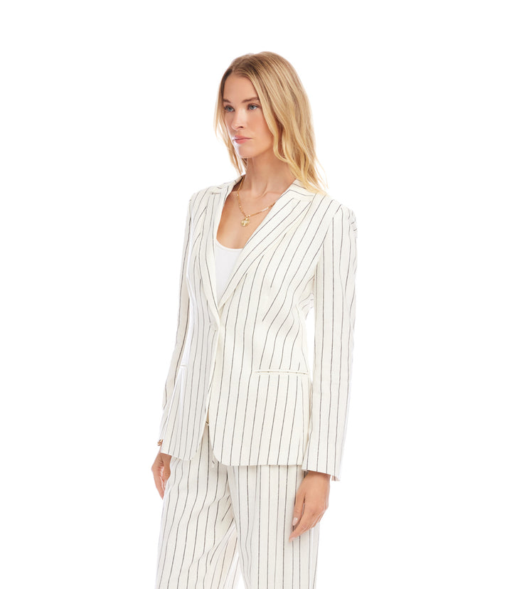 Linen Blend Stripe Blazer