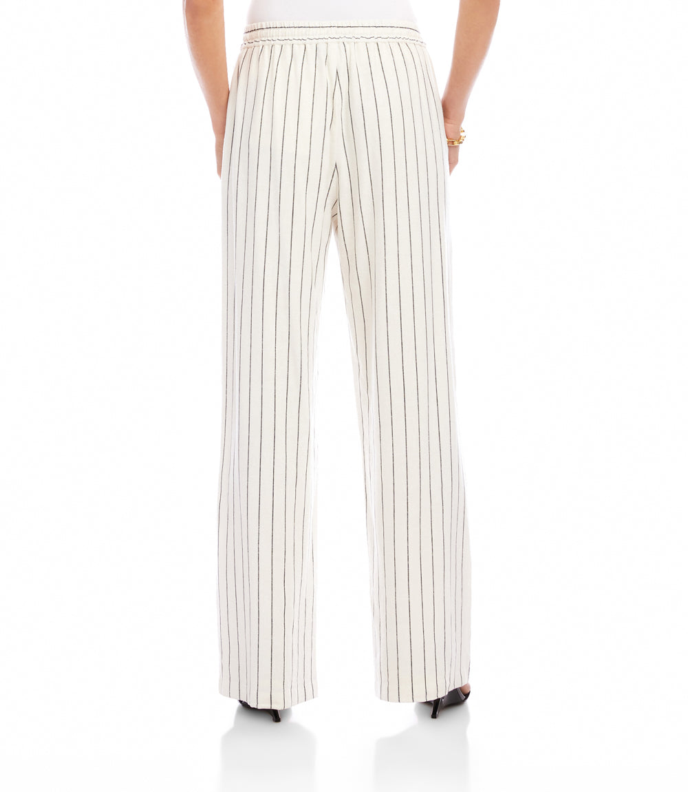 Linen Blend Stripe Drawstring Pants