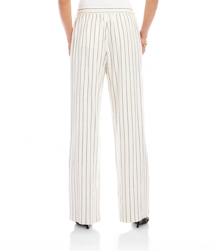 Linen Blend Stripe Drawstring Pants