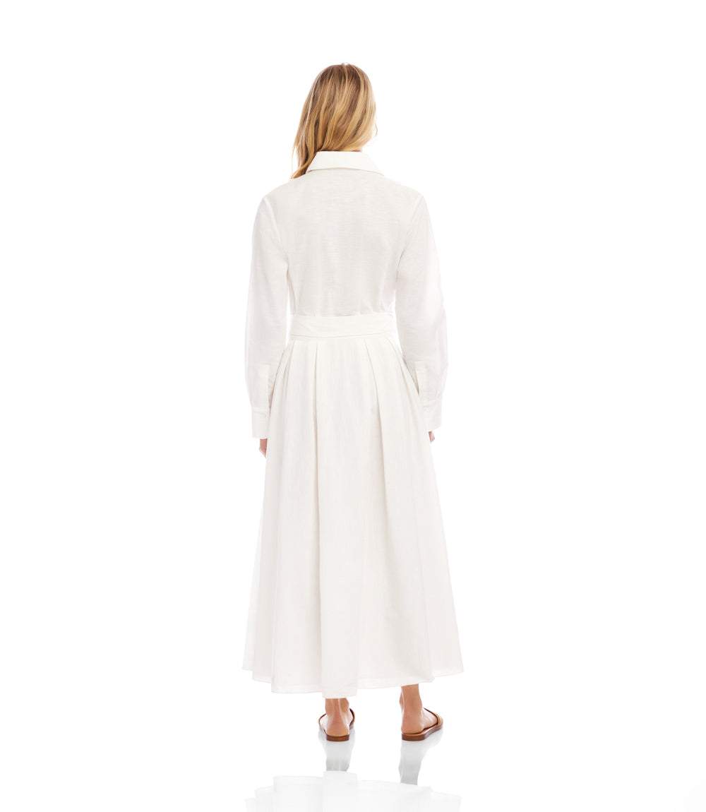midi shirt dress white Lace Applique Midi Shirtdress