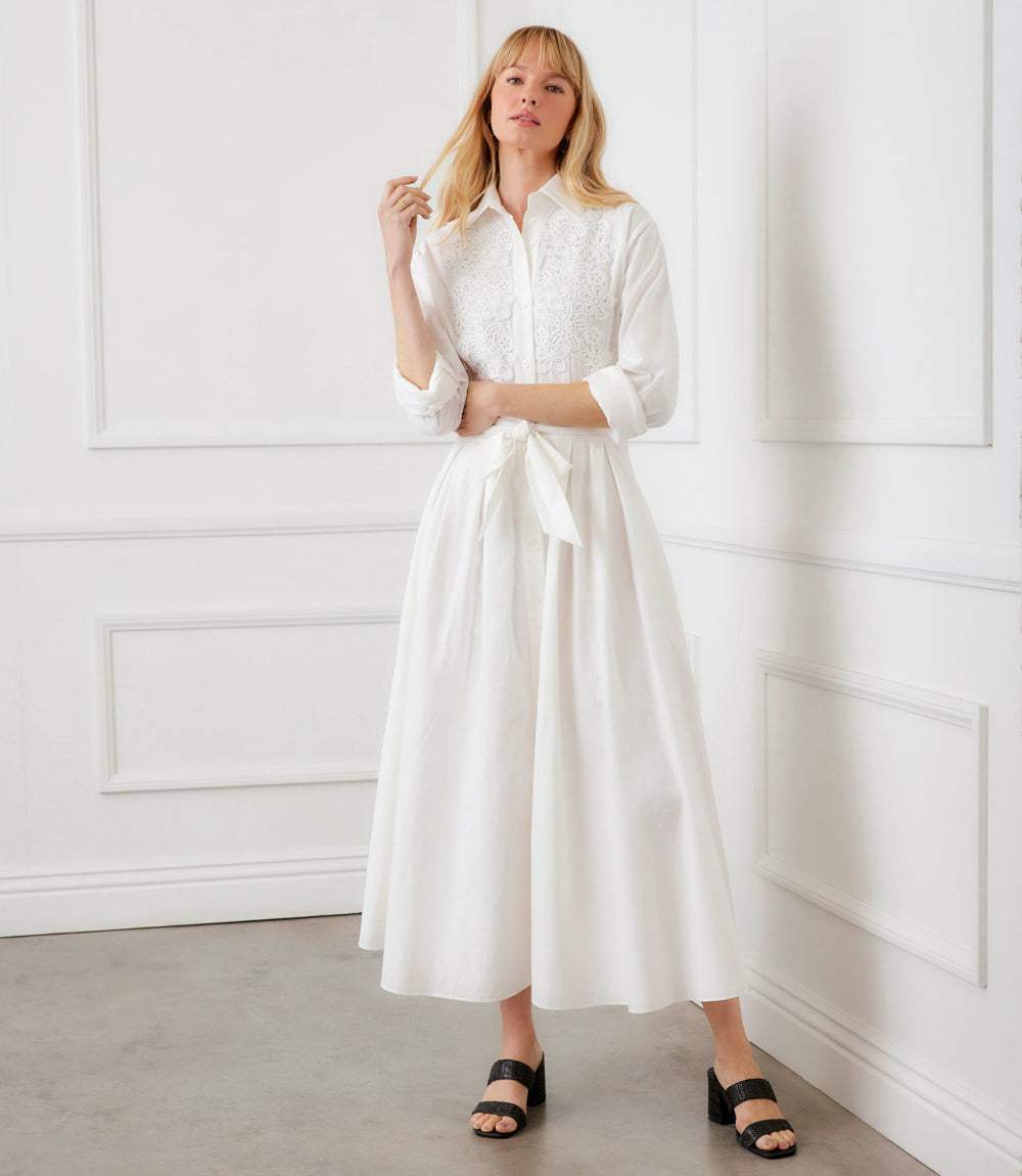 Karen Kane Women's Lace Applique Midi Shirtdress, Extra Large, XL, Off White, 100% Cotton Karen Kane Women's Lace Applique Midi Shirtdress, Extra Large, XL, Off White, 100% Cotton
