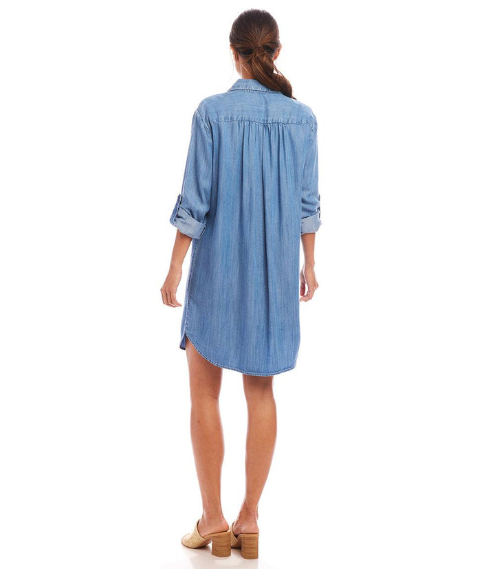 Roll Tab Chambray Shirtdress