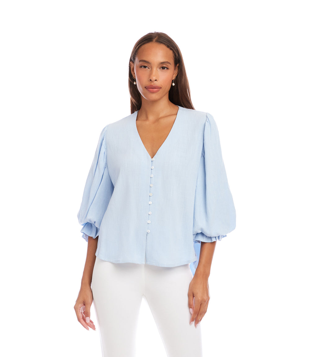 Layered Sleeve Shirred Blouse