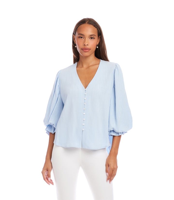 Layered Sleeve Shirred Blouse