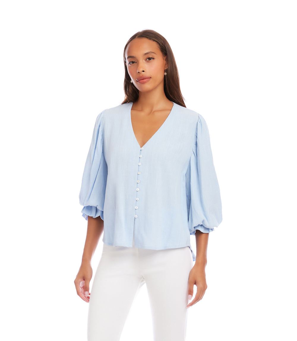 Layered Sleeve Shirred Blouse