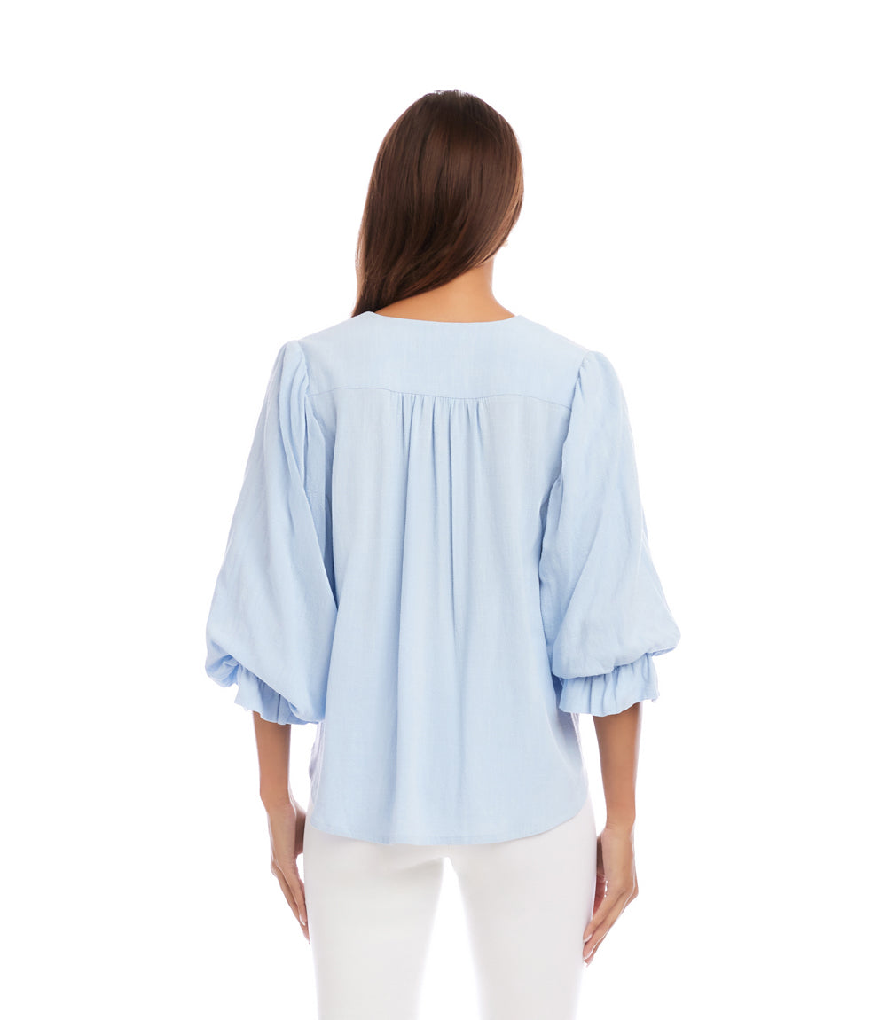 Layered Sleeve Shirred Blouse