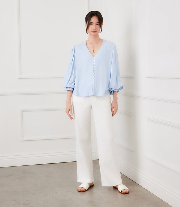 Layered Sleeve Shirred Blouse