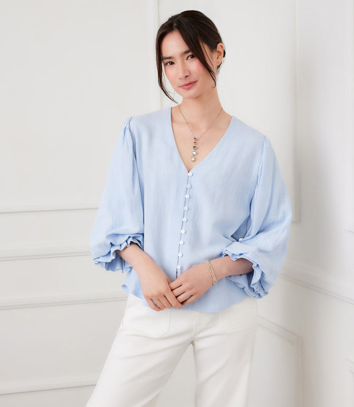 Layered Sleeve Shirred Blouse