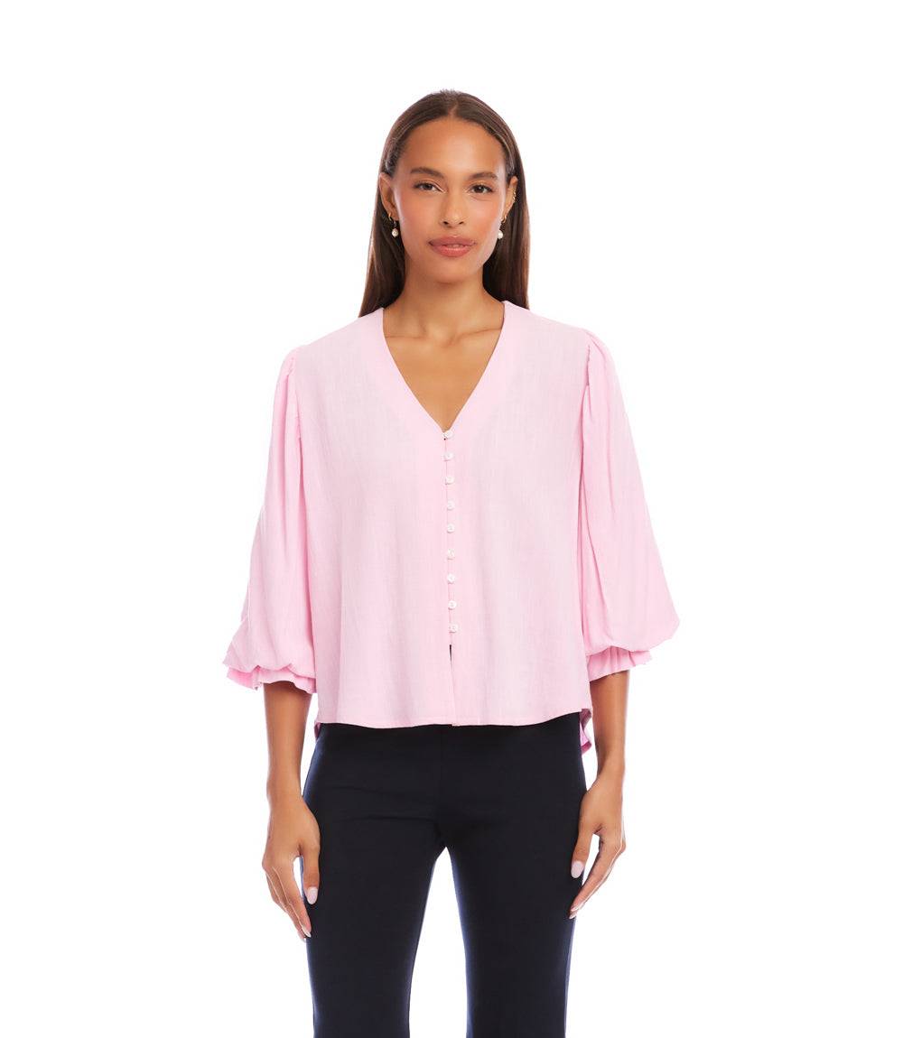 Layered Sleeve Shirred Blouse - Elegant & Comfortable Women's Top
