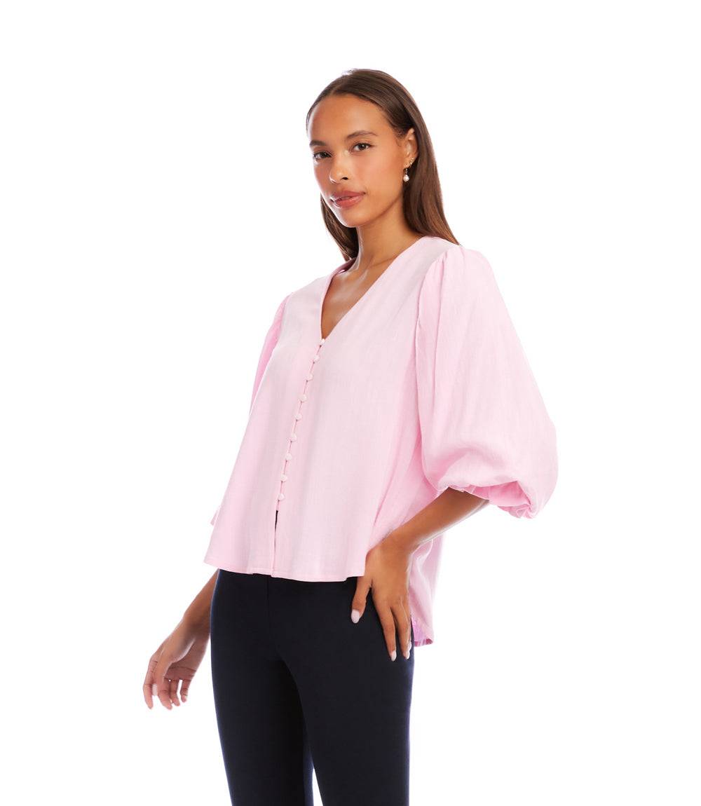 Layered Sleeve Shirred Blouse - Elegant & Comfortable Women's Top