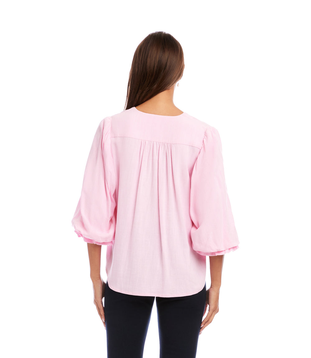 Layered Sleeve Shirred Blouse