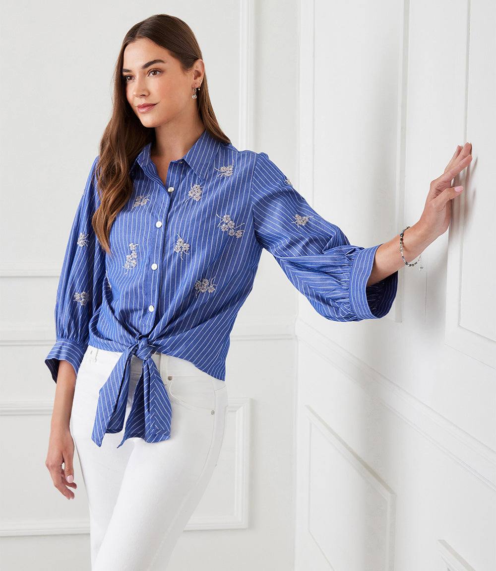 Embellished Tie Front Top