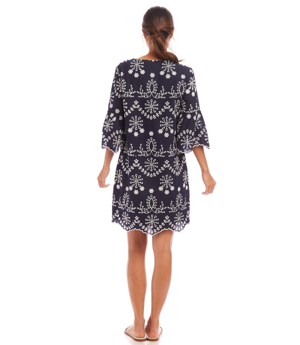 Karen Kane Women's Eyelet Embroidery Shift Dress - Blue Karen Kane Women's Eyelet Embroidery Shift Dress - Blue