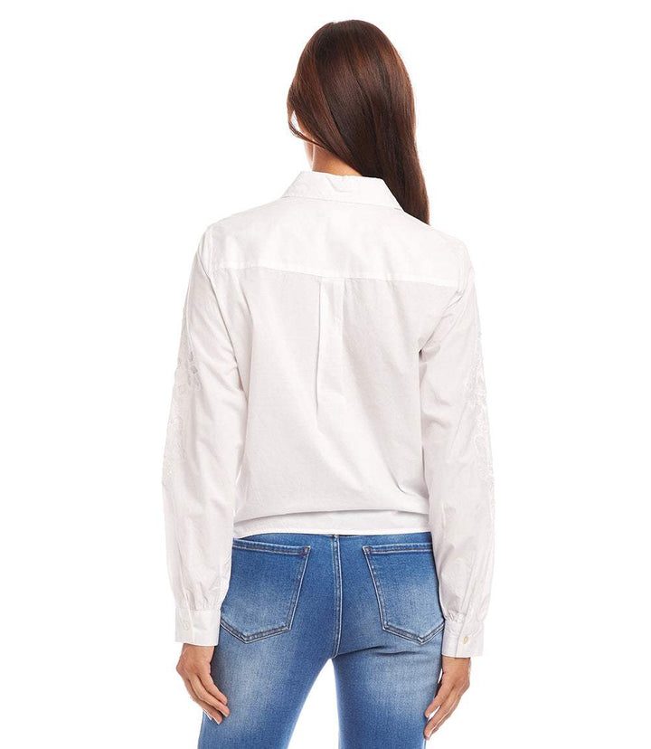 Embroidered Tie Front Top