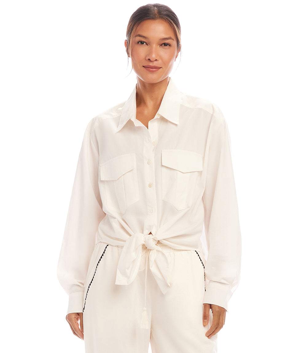 Long Sleeve Tie-Front Top