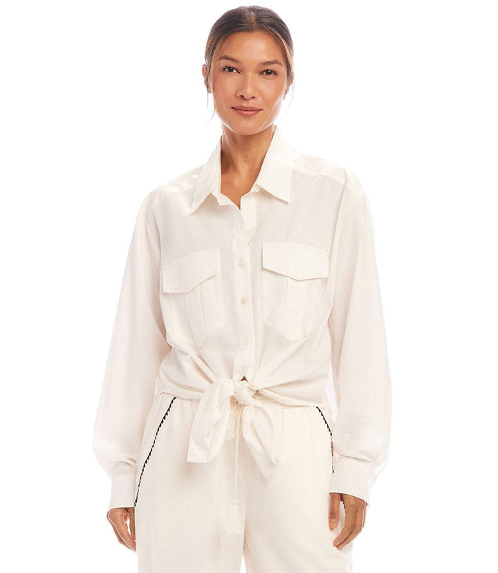 Long Sleeve Tie-Front Top