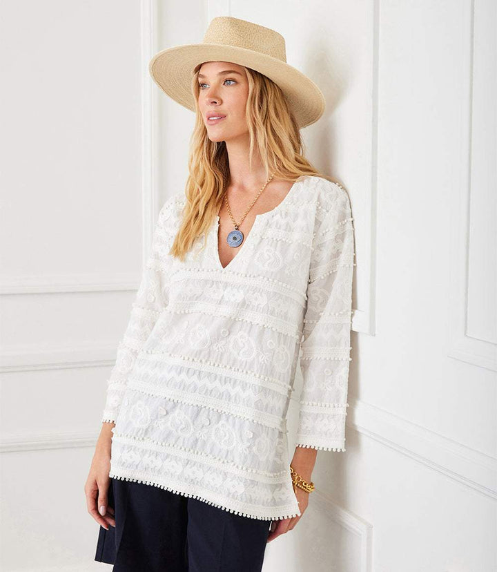 3/4 Sleeve Embroidered Tunic