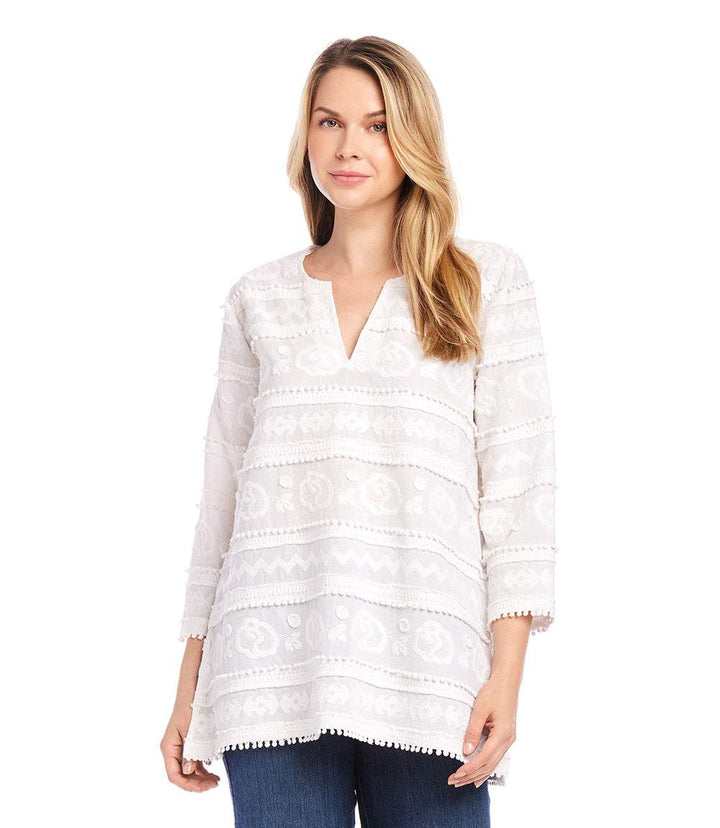 3/4 Sleeve Embroidered Tunic