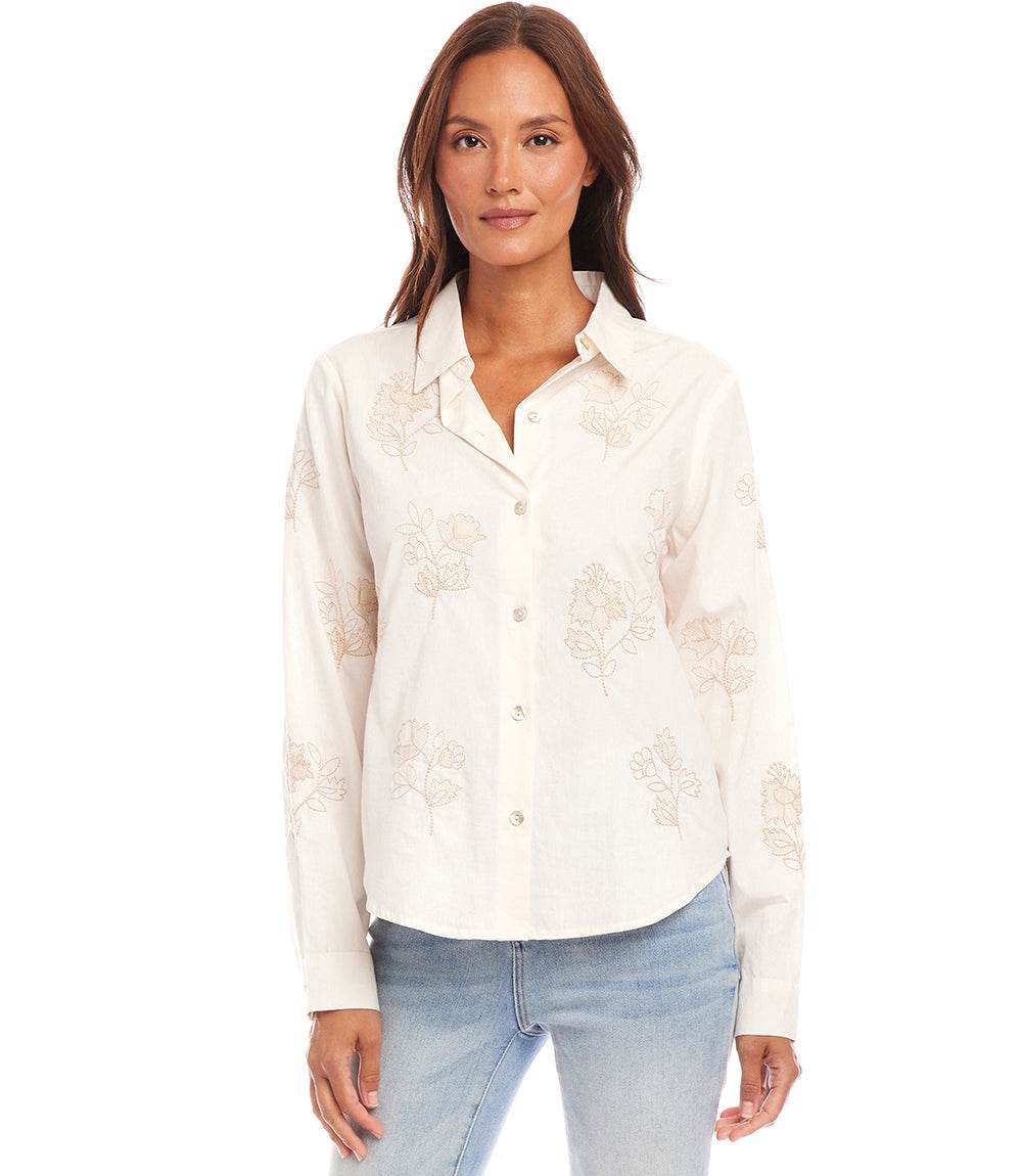 Embroidered Button-Up Shirt