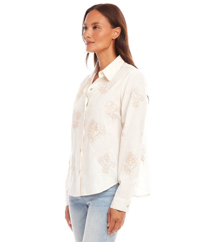 Embroidered Button-Up Shirt