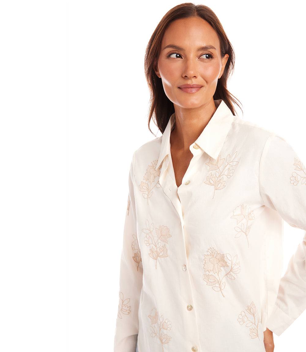 Embroidered Button-Up Shirt