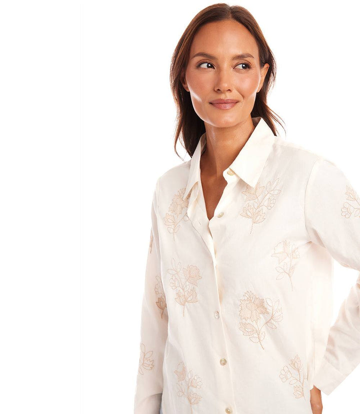 Embroidered Button-Up Shirt