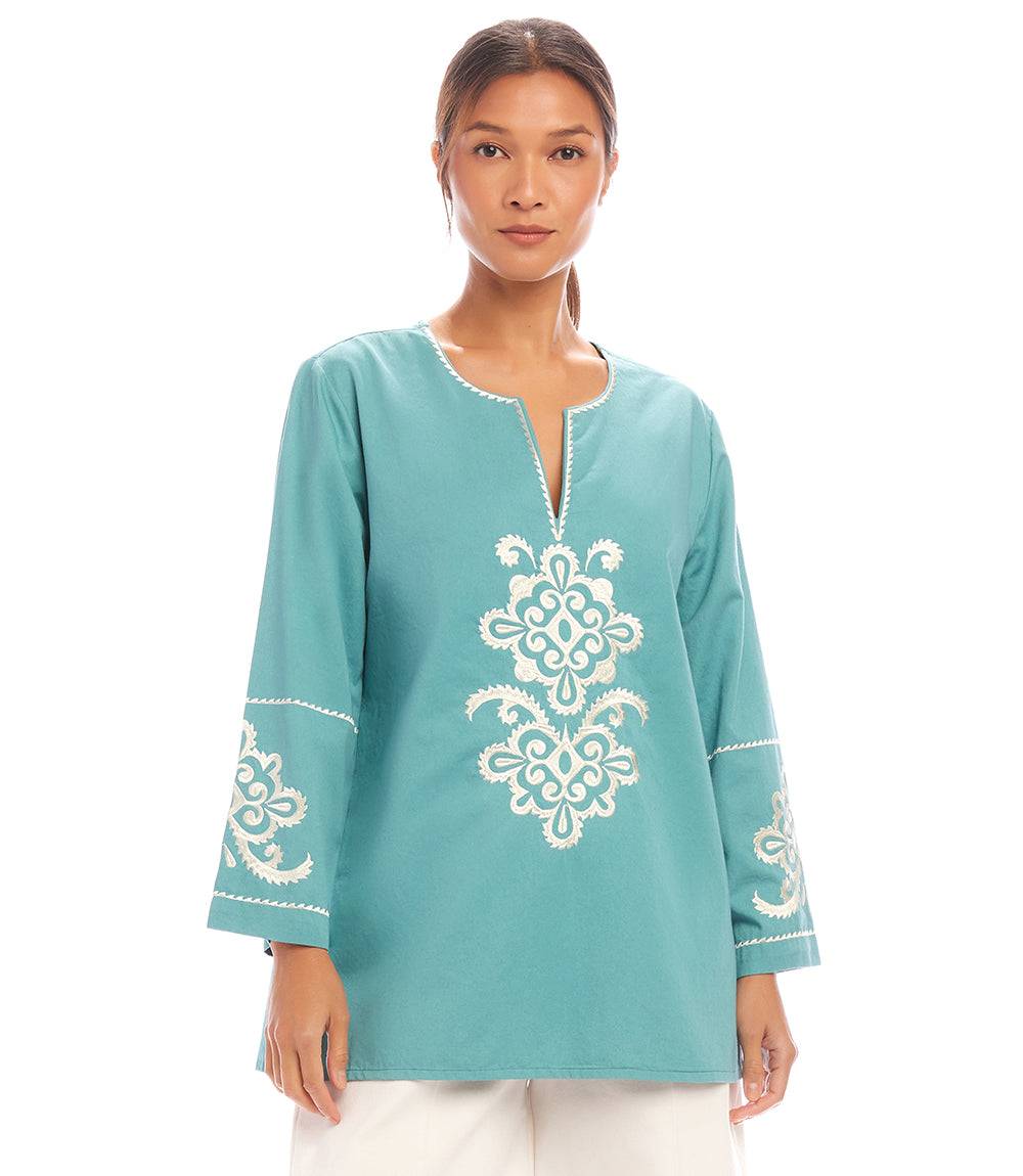 3/4 Sleeve Embroidered Tunic