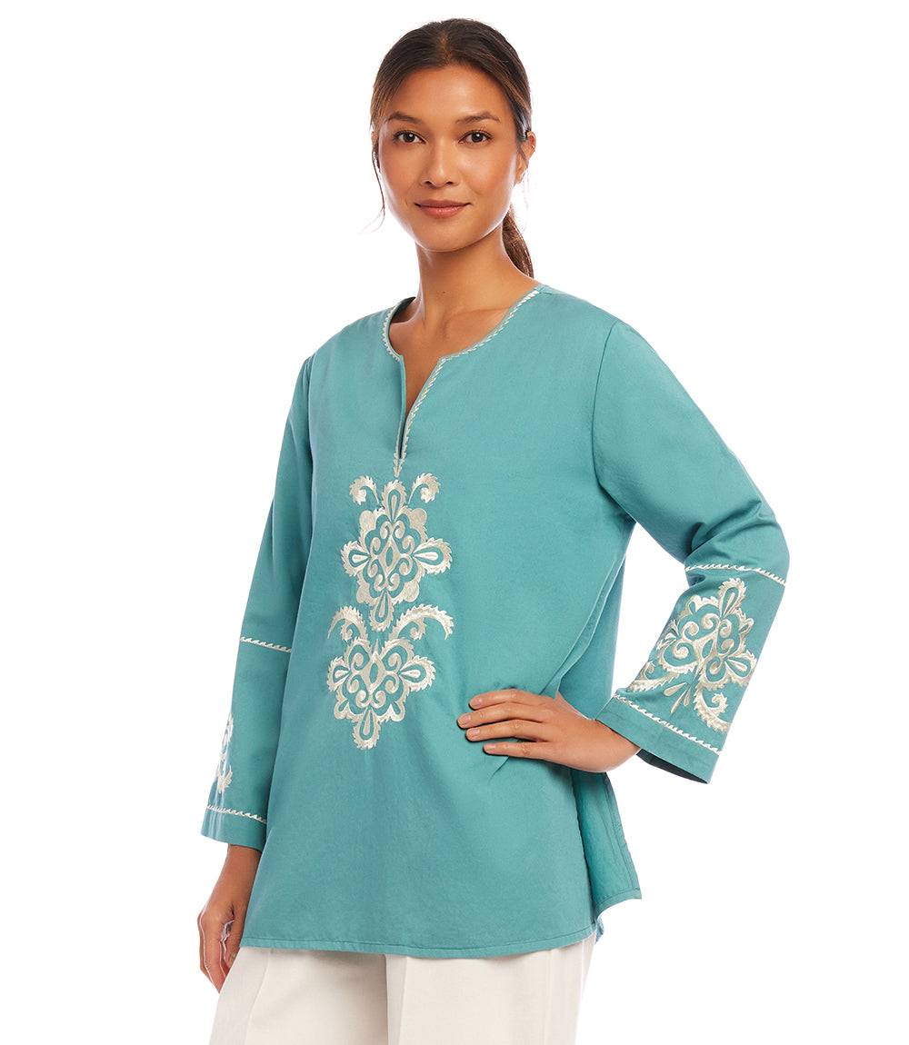 3/4 Sleeve Embroidered Tunic
