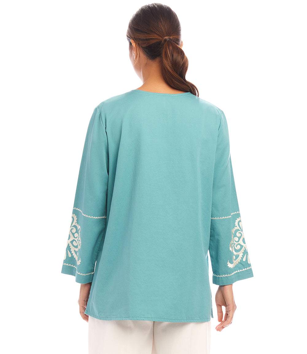 3/4 Sleeve Embroidered Tunic