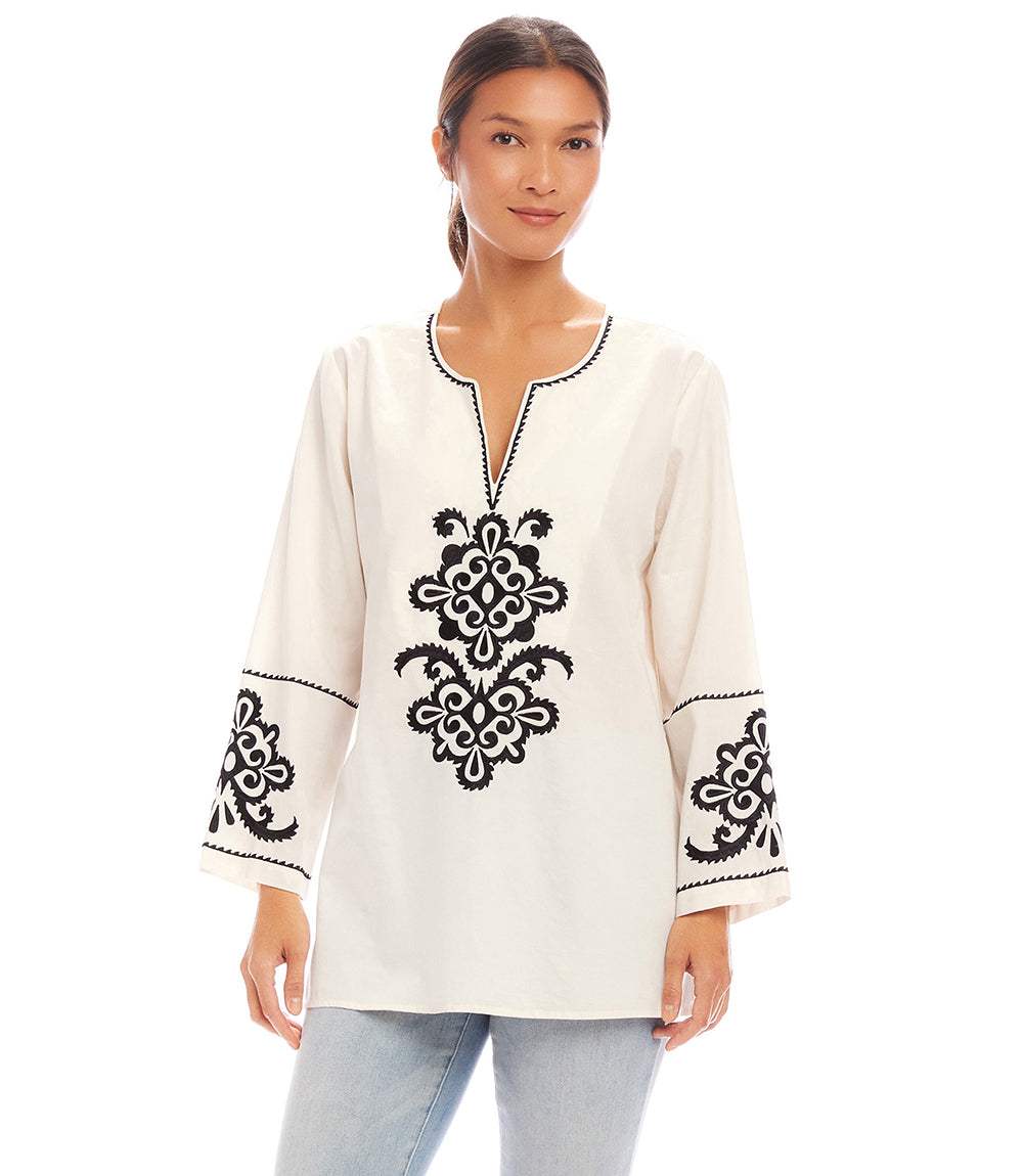 3/4 Sleeve Embroidered Tunic