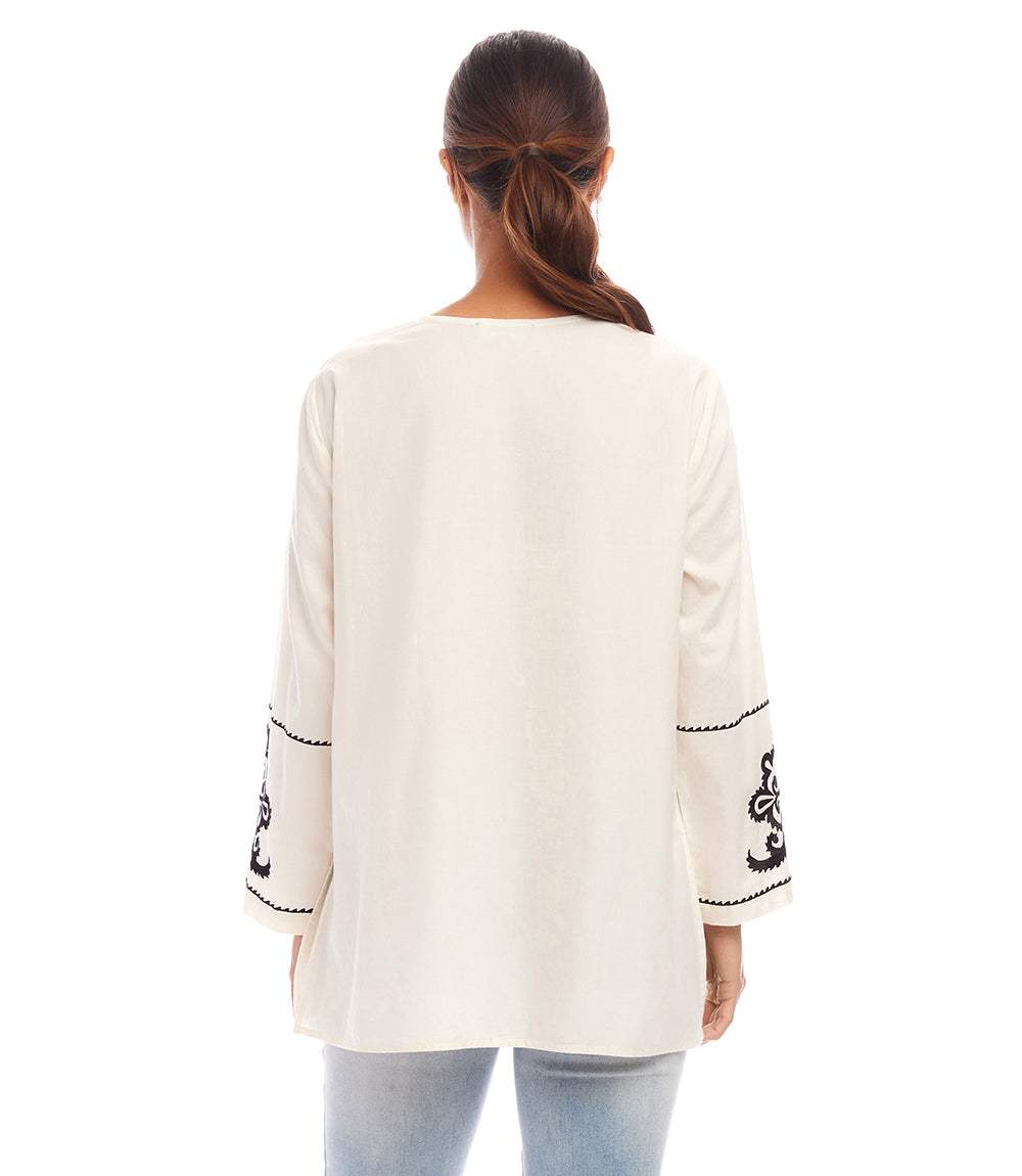 3/4 Sleeve Embroidered Tunic