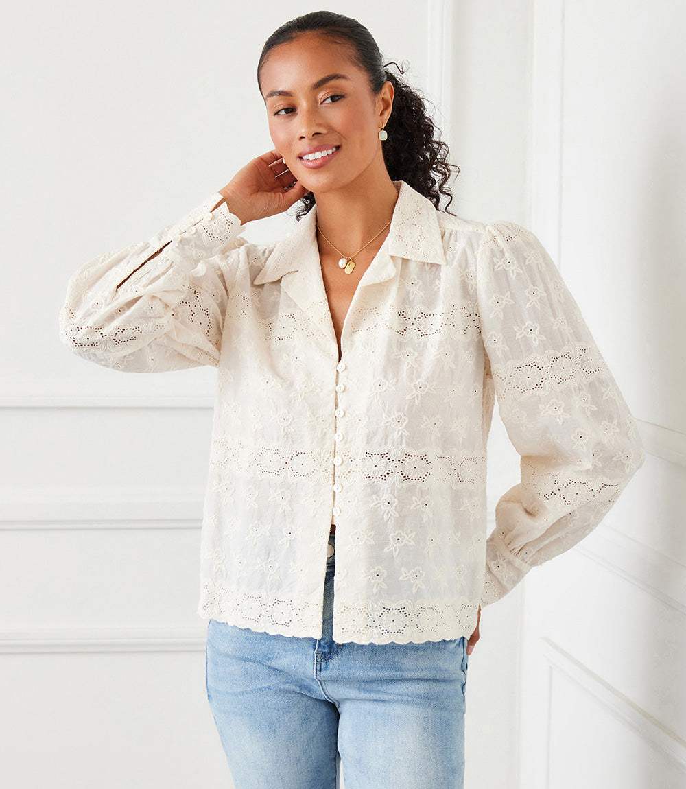 Long Sleeve Embroidered Blouse