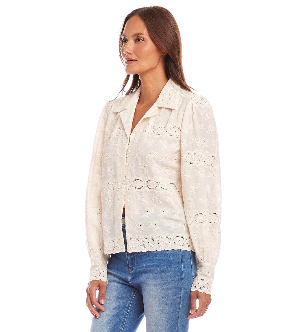 Long Sleeve Embroidered Blouse