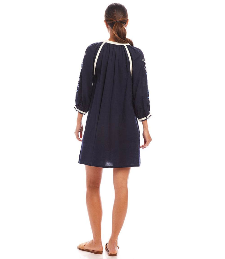 Blouson Sleeve Embroidered Peasant Dress