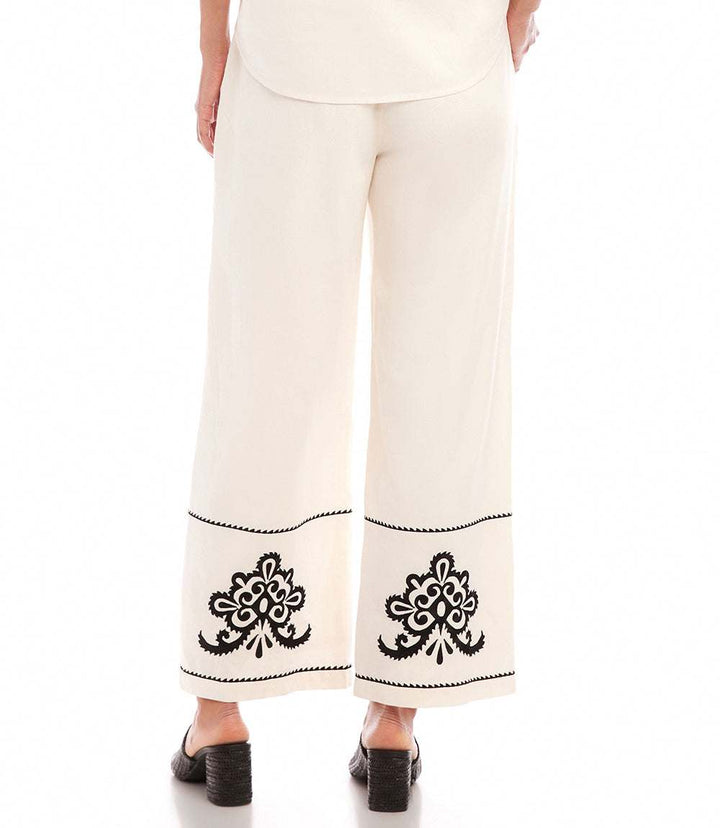 Embroidered Drawstring Ankle Pants