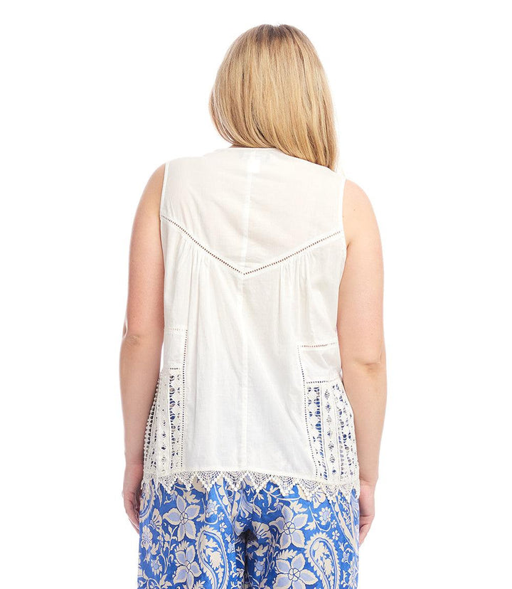 Plus Size Lace Trim Sleeveless Top