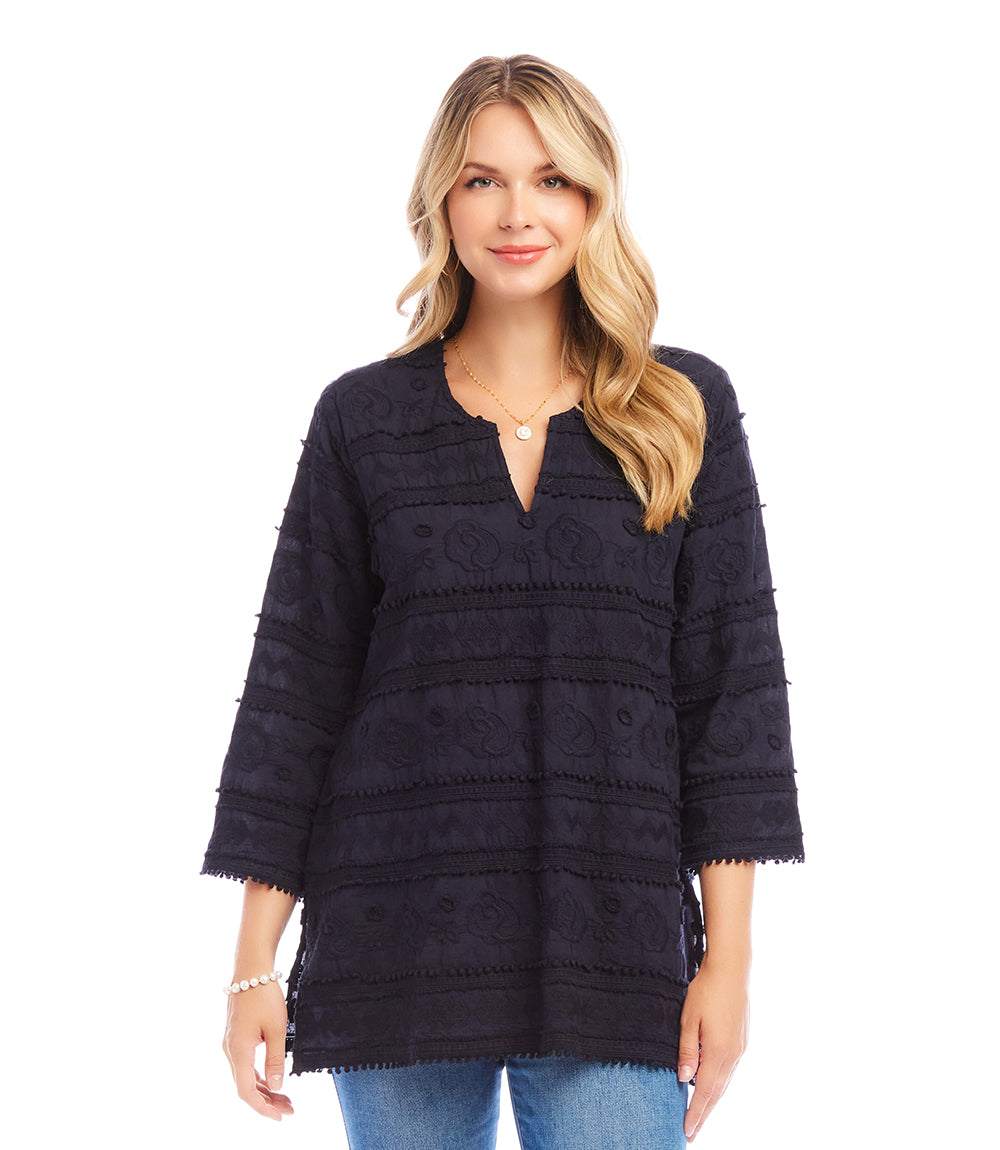3/4 Sleeve Embroidered Tunic