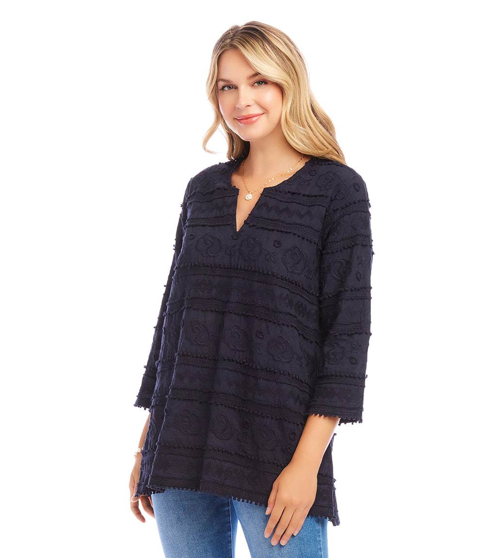 3/4 Sleeve Embroidered Tunic