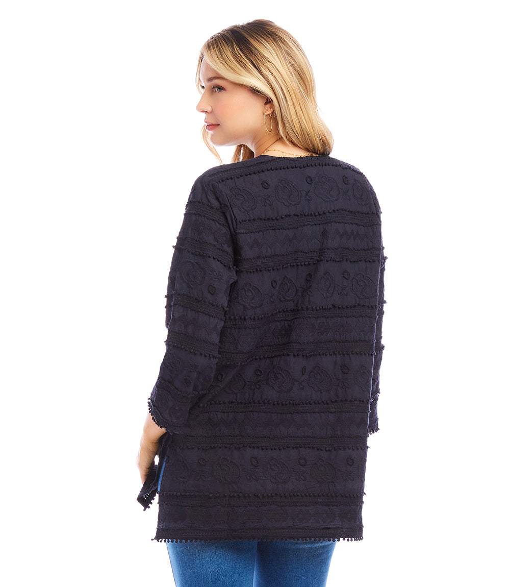 3/4 Sleeve Embroidered Tunic