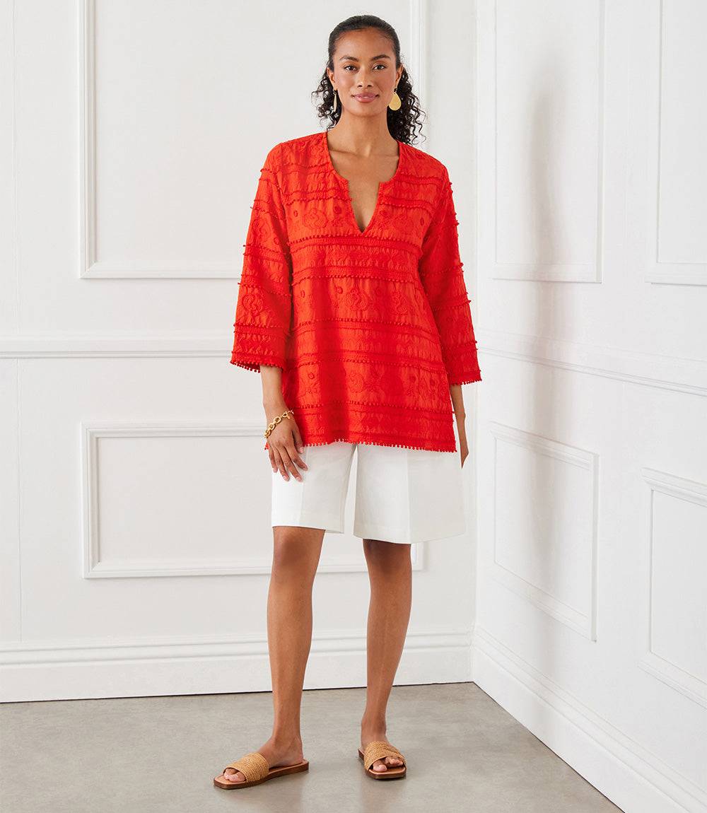 3/4 Sleeve Embroidered Tunic