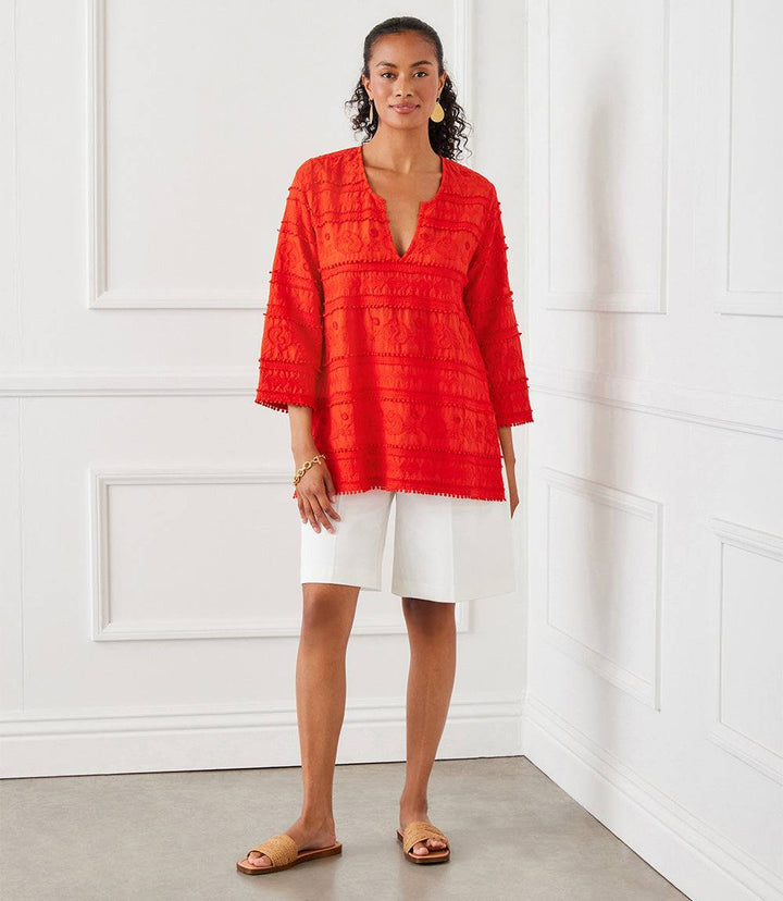 3/4 Sleeve Embroidered Tunic