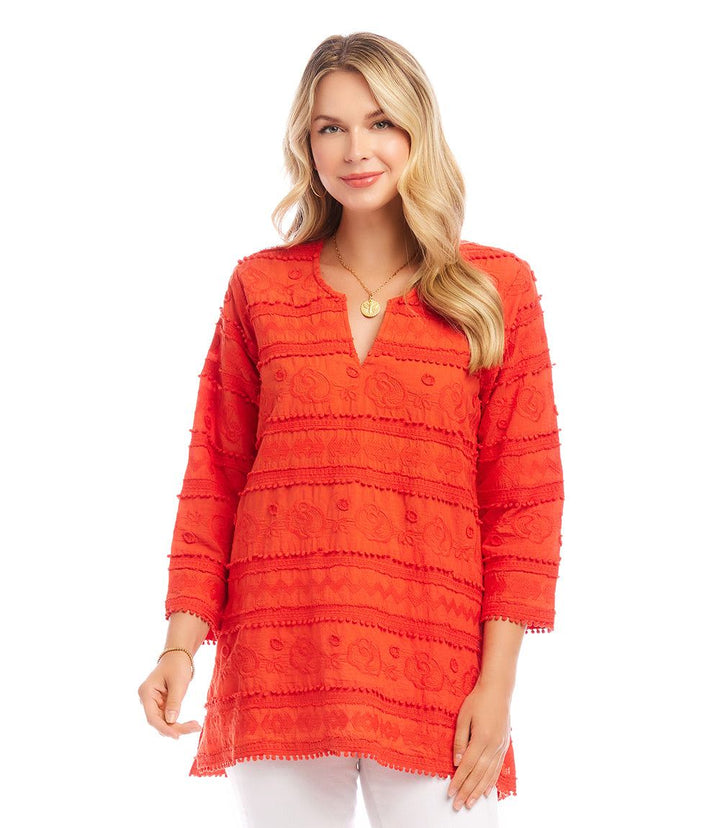 3/4 Sleeve Embroidered Tunic